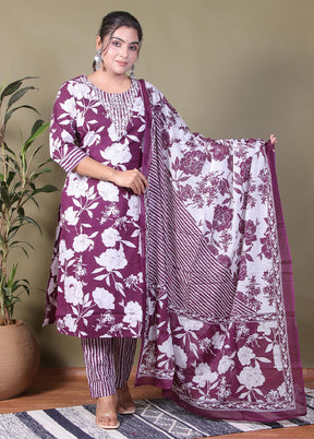 3 Pc Multicolor Pure Readymade Cotton Suit Set