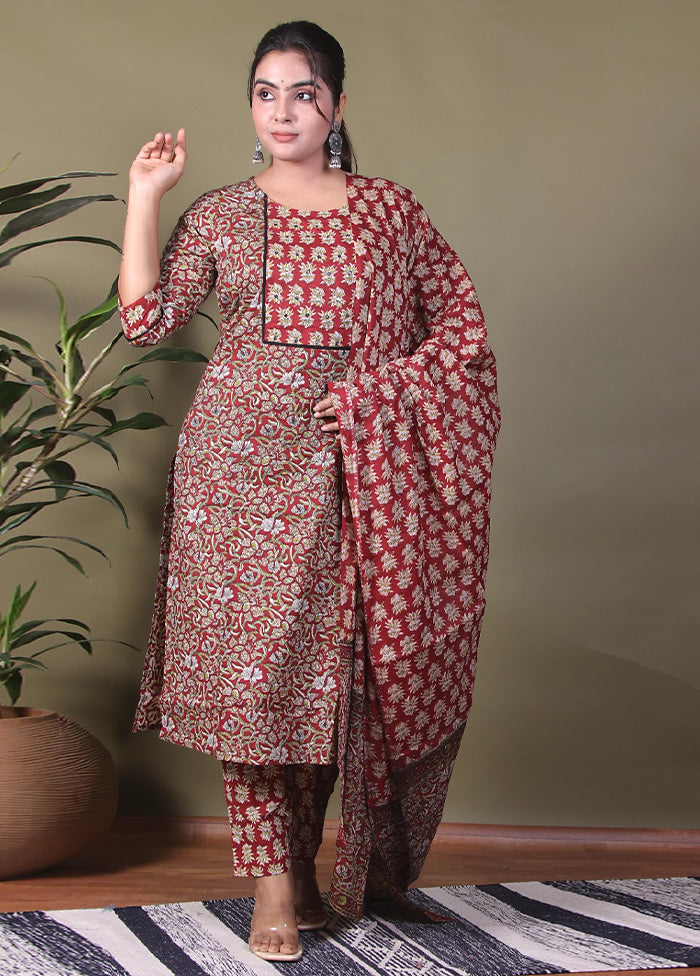 3 Pc Multicolor Pure Readymade Cotton Suit Set