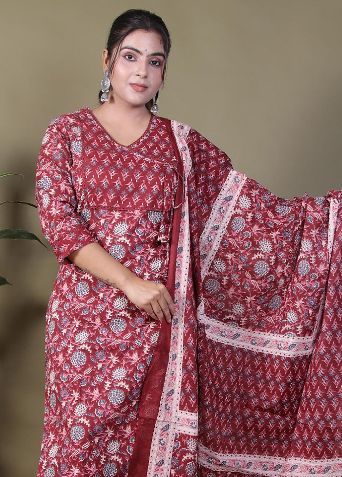 3 Pc Multicolor Pure Readymade Cotton Suit Set