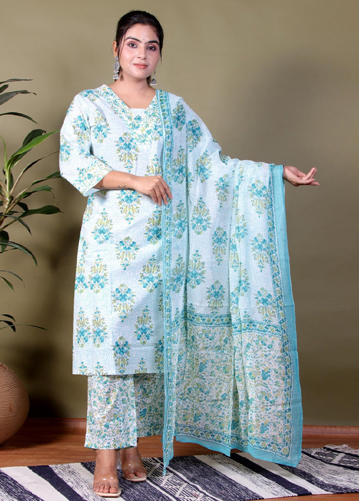 3 Pc Multicolor Pure Readymade Cotton Suit Set