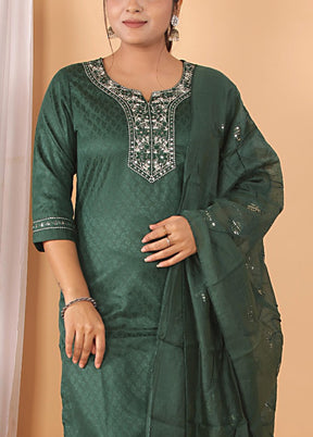 3 Pc Green Readymade Rayon Suit Set