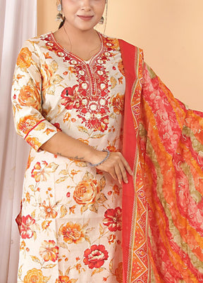 3 Pc Multicolor Readymade Silk Suit Set