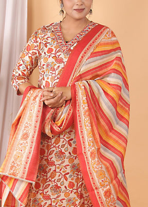 3 Pc Multicolor Readymade Silk Suit Set