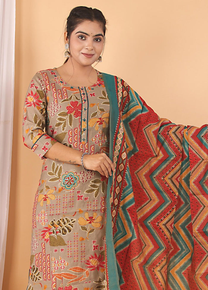 3 Pc Multicolor Readymade Silk Suit Set