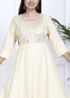 Cream Readymade Cotton Indian Dress