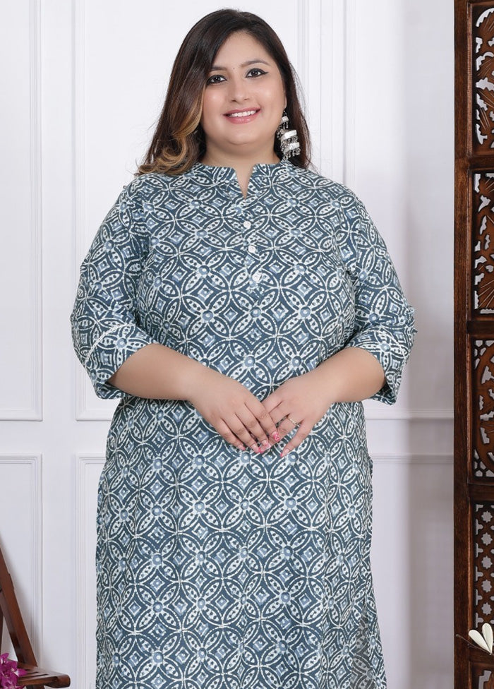 Sky Blue Readymade Cotton Indian Dress