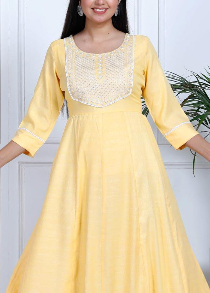 Yellow Readymade Cotton Indian Dress