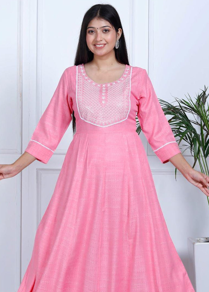 Pink Readymade Cotton Indian Dress