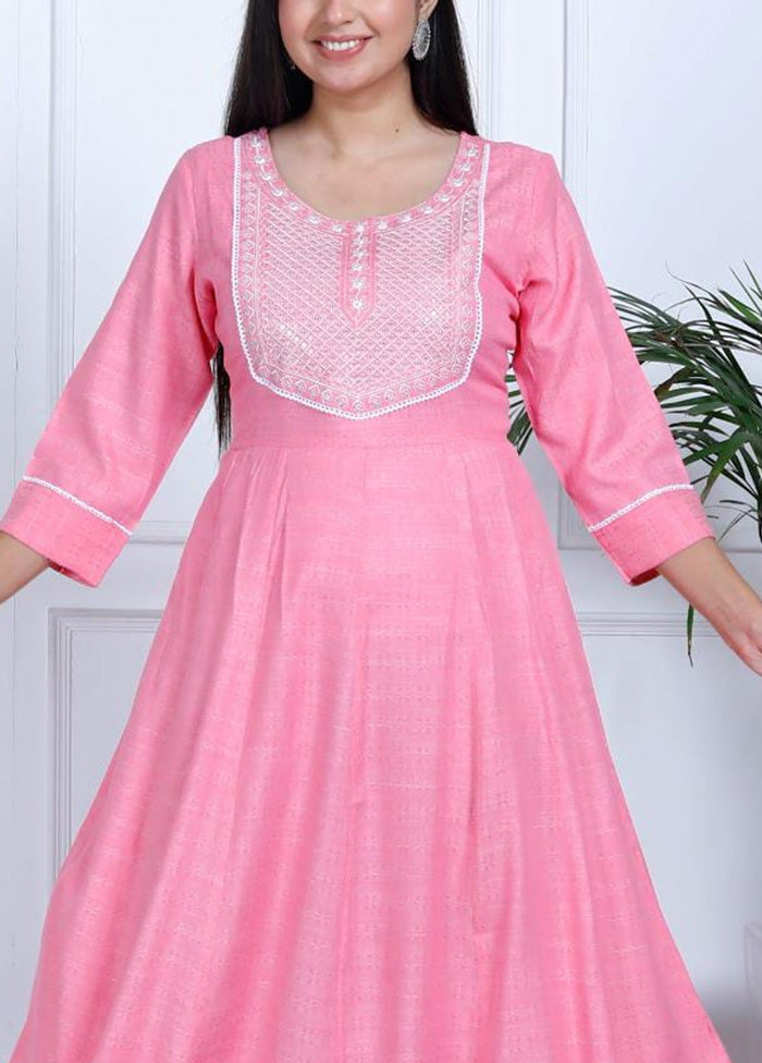 Pink Readymade Cotton Indian Dress