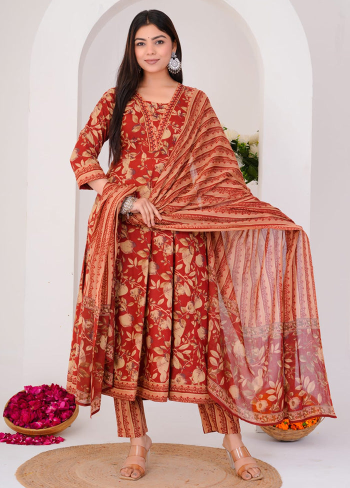 3 Pc Multicolor Pure Readymade Cotton Suit Set