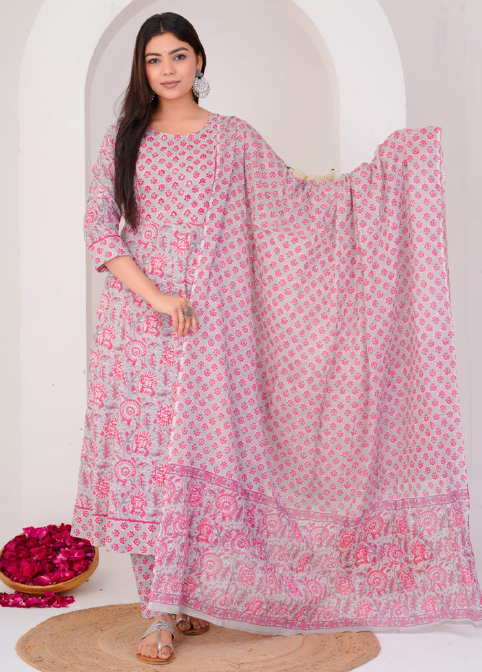 3 Pc Multicolor Pure Readymade Cotton Suit Set