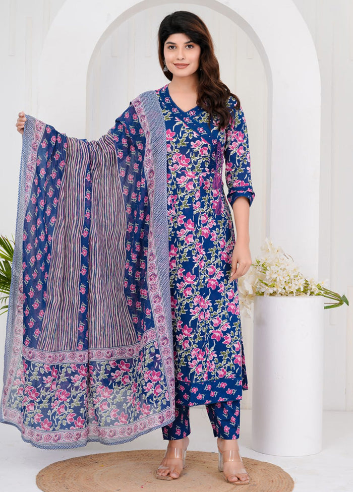 3 Pc Multicolor Pure Readymade Cotton Suit Set