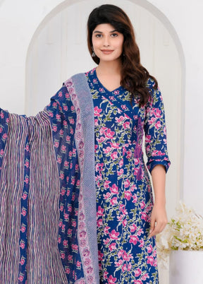 3 Pc Multicolor Pure Readymade Cotton Suit Set