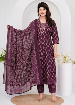 3 Pc Multicolor Pure Readymade Cotton Suit Set