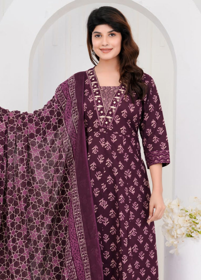 3 Pc Multicolor Pure Readymade Cotton Suit Set