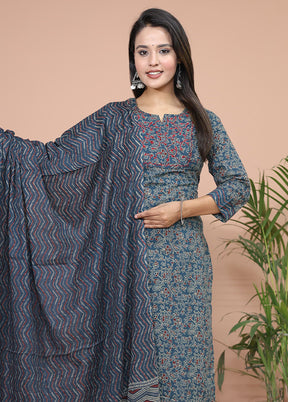 3 Pc Multicolor Pure Readymade Cotton Suit Set