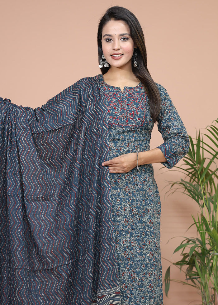 3 Pc Multicolor Pure Readymade Cotton Suit Set