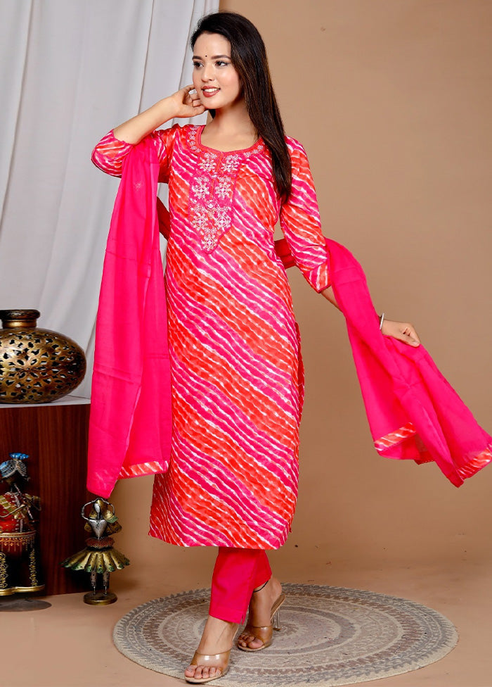 3 Pc Multicolor Pure Readymade Cotton Suit Set