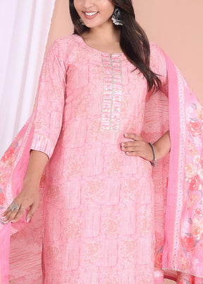 3 Pc Pink Readymade Silk Suit Set