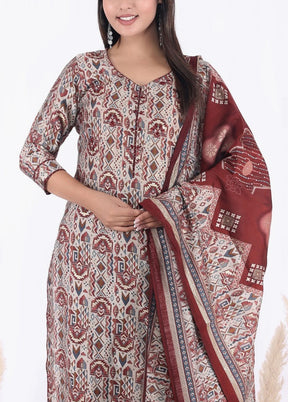 3 Pc Multicolor Readymade Silk Suit Set