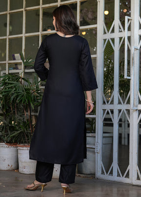 3 Pc Black Readymade Viscose Suit Set