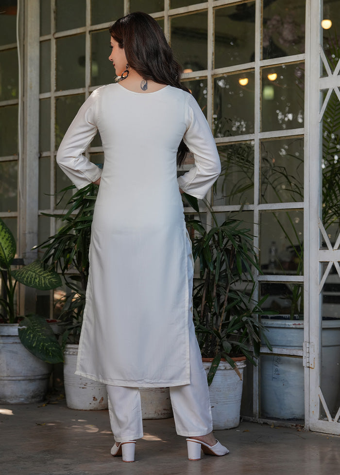 3 Pc Off White Readymade Viscose Suit Set