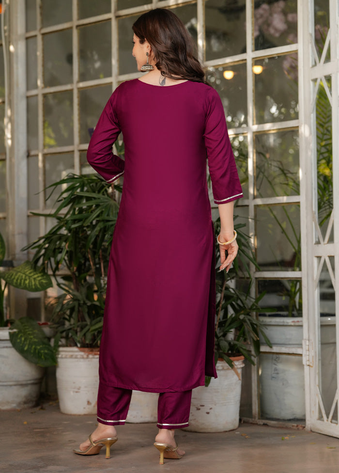 3 Pc Maroon Readymade Viscose Suit Set