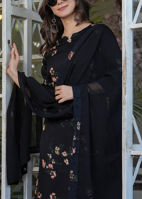 3 Pc Black Readymade Silk Suit Set