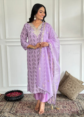 3 Pc Multicolor Readymade Silk Suit Set