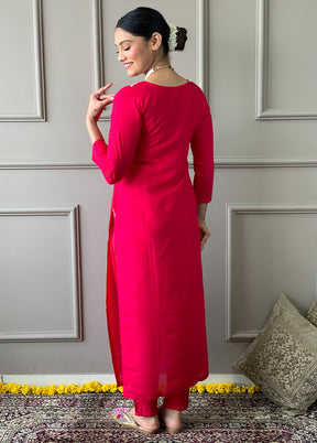 3 Pc Red Readymade Viscose Suit Set