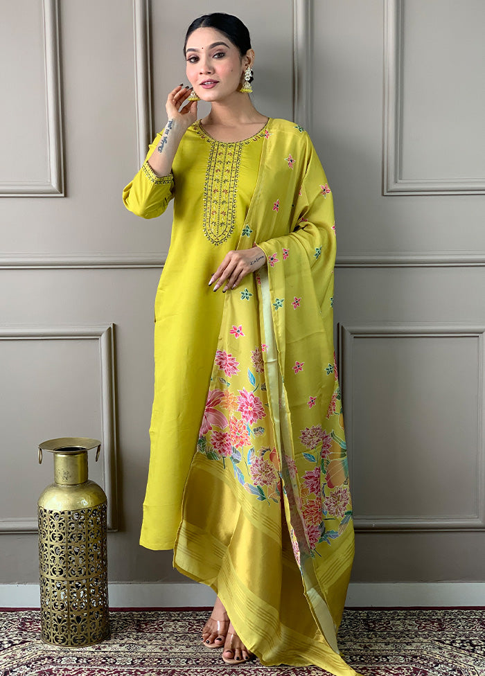 3 Pc Lemon Readymade Viscose Suit Set