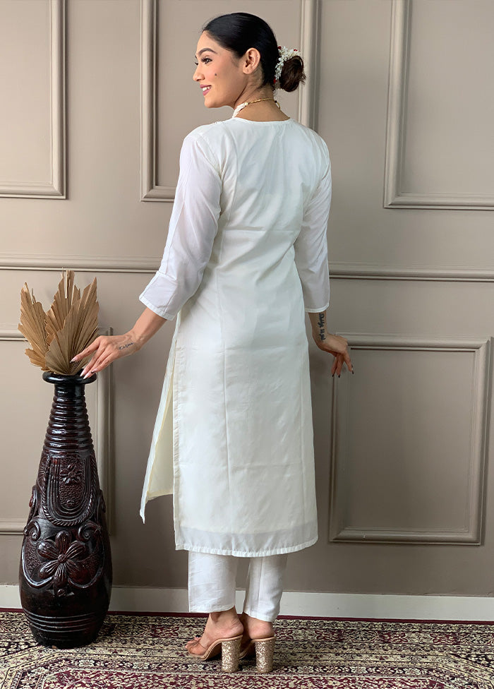 3 Pc Off White Readymade Viscose Suit Set