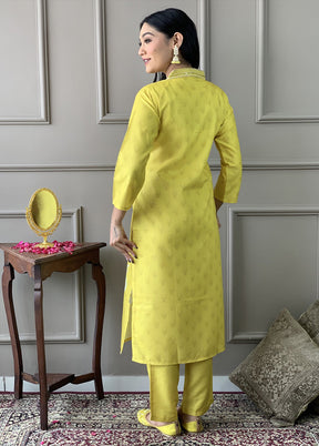 3 Pc Lemon Readymade Silk Suit Set