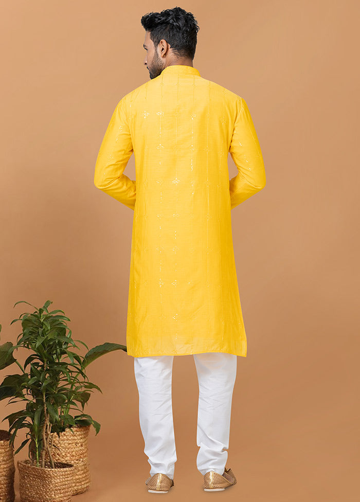 Yellow Viscose Kurta And Churidaar Set - Indian Silk House Agencies