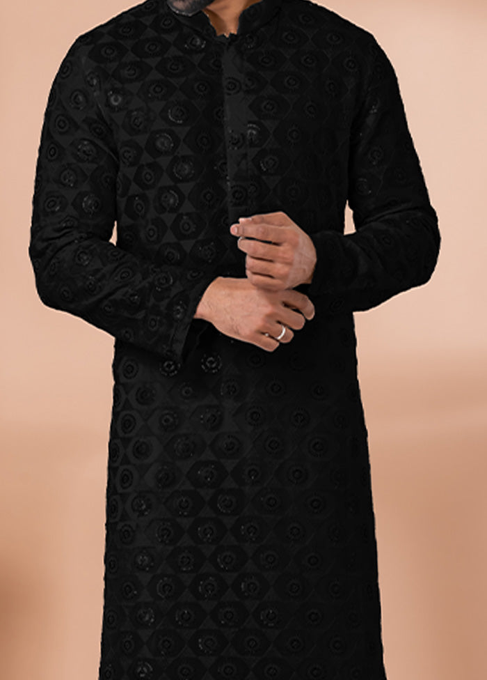 2 Pc Black Georgette Kurta Pajama Set