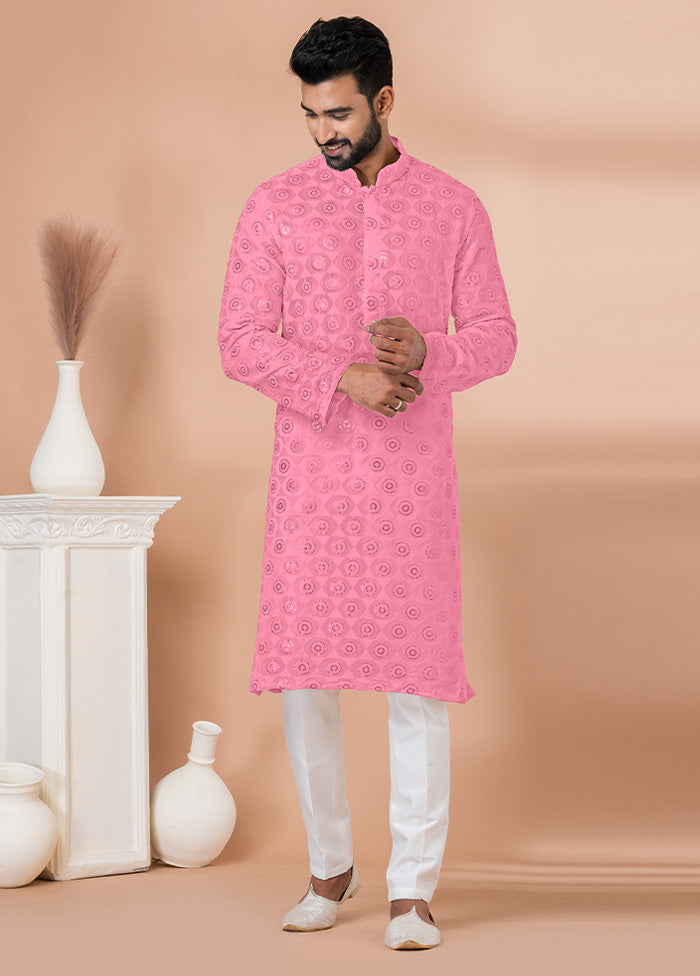 2 Pc Pink Georgette Kurta Pajama Set