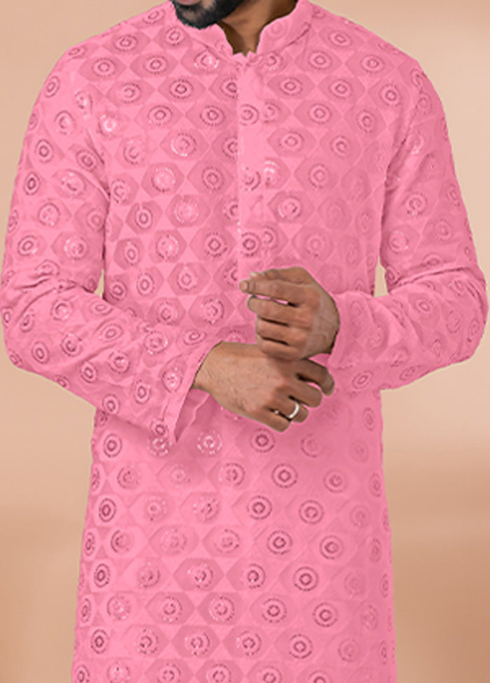 2 Pc Pink Georgette Kurta Pajama Set