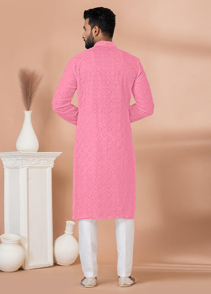 2 Pc Pink Georgette Kurta Pajama Set