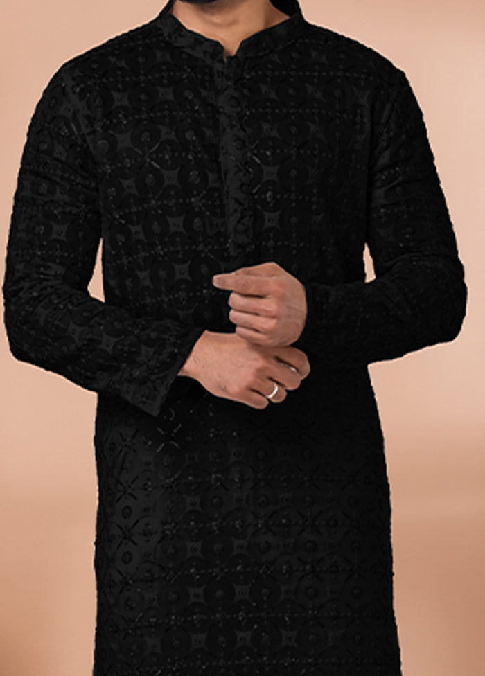 Pc Black Georgette Kurta Pajama Set