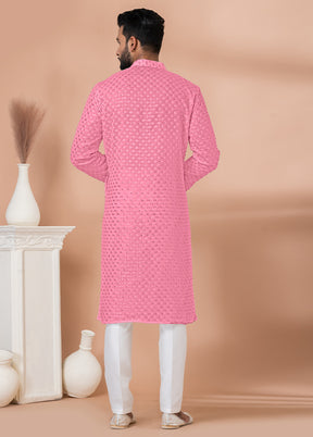 2 Pc Pink Georgette Kurta Pajama Set