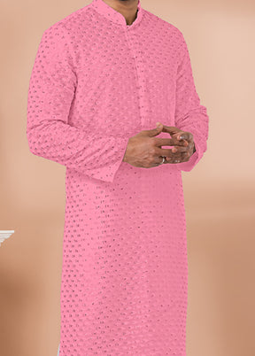 2 Pc Pink Georgette Kurta Pajama Set