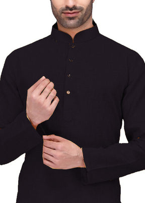 Black Cotton Kurta And Pajama Set