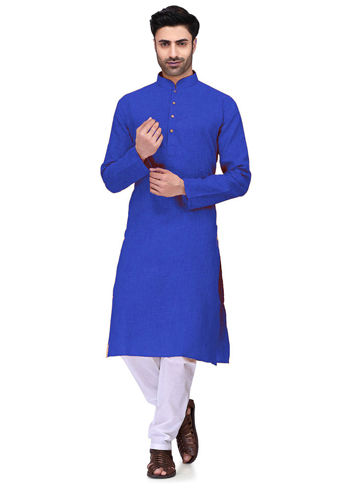 Blue Cotton Kurta And Pajama Set