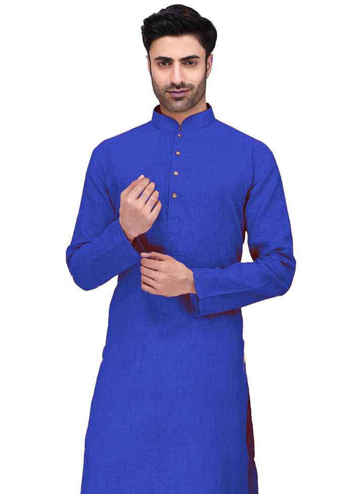 Blue Cotton Kurta And Pajama Set