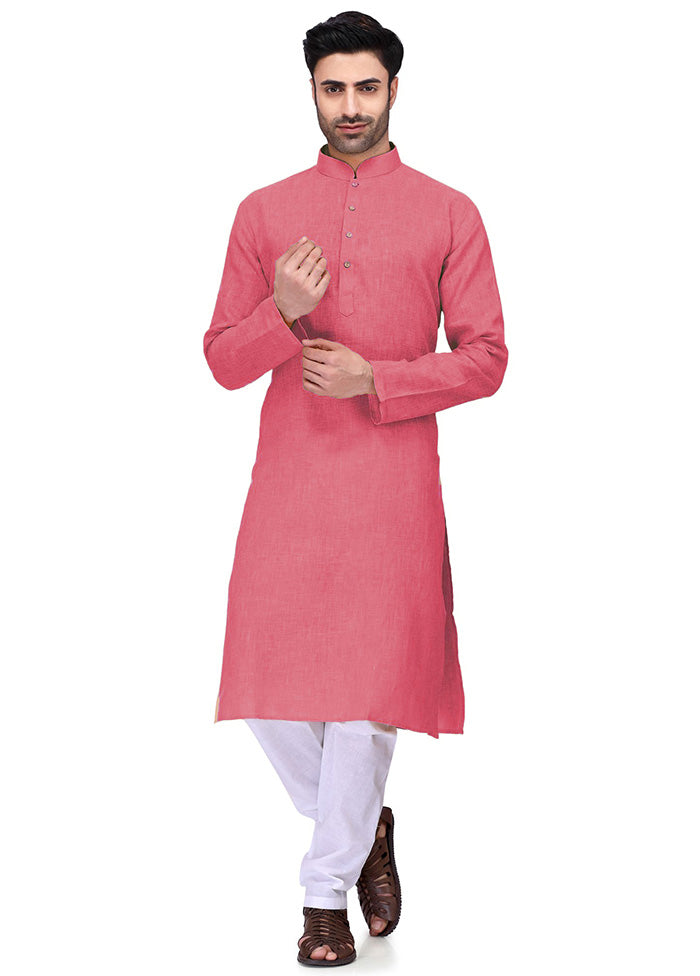 Peach Cotton Kurta And Pajama Set