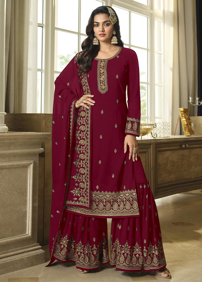 3 Pc Rani Semi Stitched Georgette Suit Set