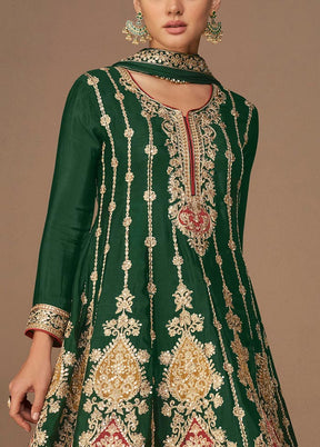 3 Pc Green Semi Stitched Georgette Suit Set