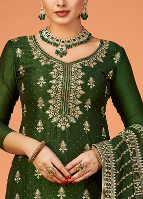 3 Pc Mehendi Green Semi Stitched Georgette Suit Set