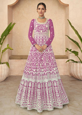 3 Pc Pink Semi Stitched Georgette Suit Set