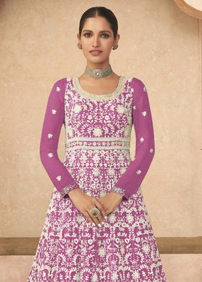 3 Pc Pink Semi Stitched Georgette Suit Set